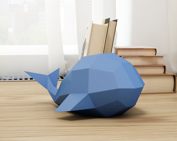 Papercraft : baleine bleue 3D en papier