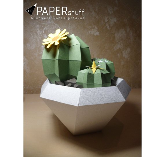 Papercraft cactus en pot Etsy Origami