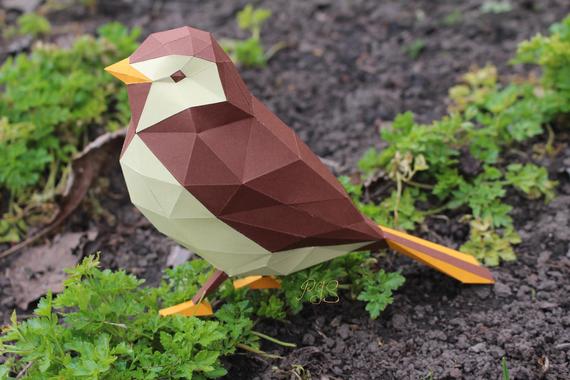 Papercraft oiseau bicolore Etsy Origami